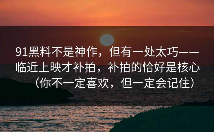 91黑料不是神作，但有一处太巧——临近上映才补拍，补拍的恰好是核心（你不一定喜欢，但一定会记住）