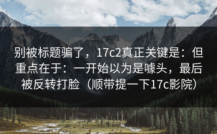 别被标题骗了，17c2真正关键是：但重点在于：一开始以为是噱头，最后被反转打脸（顺带提一下17c影院）