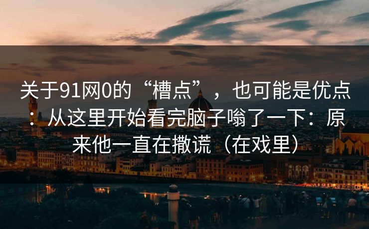 关于91网0的“槽点”，也可能是优点：从这里开始看完脑子嗡了一下：原来他一直在撒谎（在戏里）