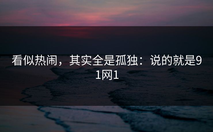 看似热闹，其实全是孤独：说的就是91网1