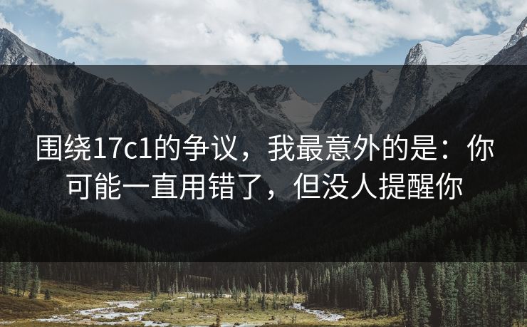 围绕17c1的争议，我最意外的是：你可能一直用错了，但没人提醒你