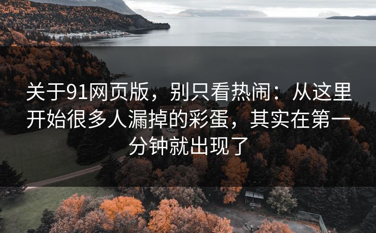 关于91网页版，别只看热闹：从这里开始很多人漏掉的彩蛋，其实在第一分钟就出现了