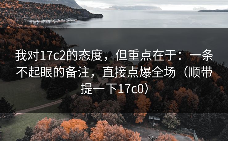 我对17c2的态度，但重点在于：一条不起眼的备注，直接点爆全场（顺带提一下17c0）
