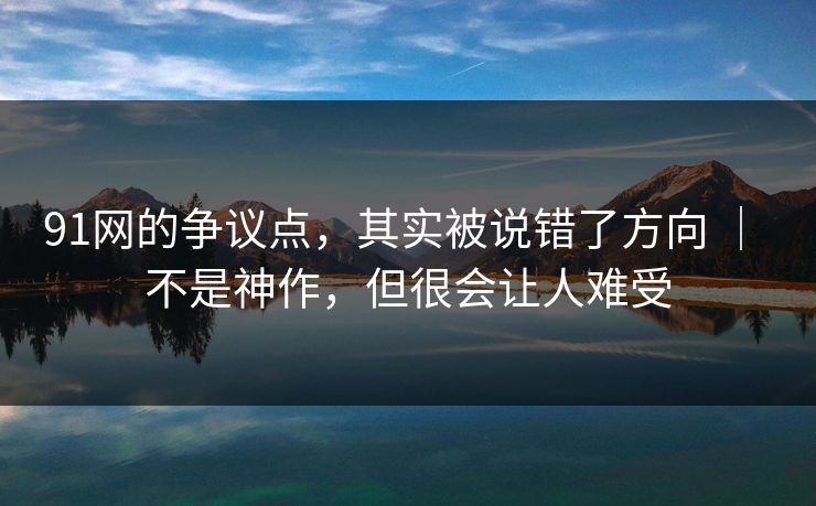 91网的争议点，其实被说错了方向 ｜ 不是神作，但很会让人难受