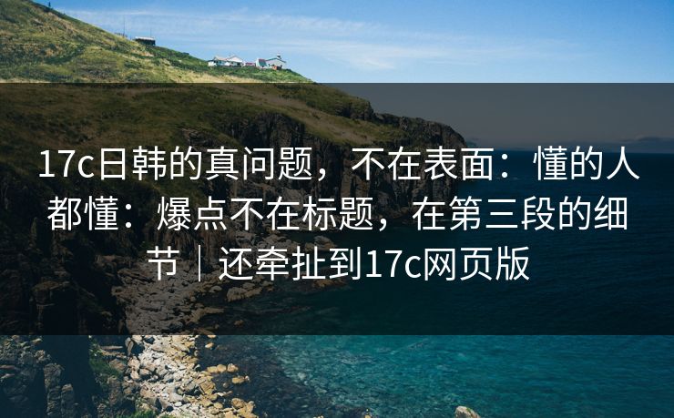 17c日韩的真问题，不在表面：懂的人都懂：爆点不在标题，在第三段的细节｜还牵扯到17c网页版