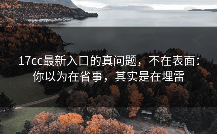 17cc最新入口的真问题，不在表面：你以为在省事，其实是在埋雷