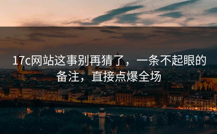 17c网站这事别再猜了，一条不起眼的备注，直接点爆全场