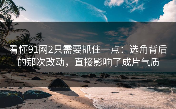 看懂91网2只需要抓住一点：选角背后的那次改动，直接影响了成片气质