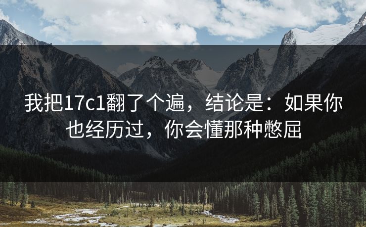 我把17c1翻了个遍，结论是：如果你也经历过，你会懂那种憋屈