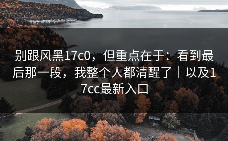 别跟风黑17c0,但重点在于:看到最后那一段,我整个人都清醒了|以及17cc最新入口 别跟风黑17c0,但重点在于:看到最后那一段,我整个人都清醒了|以及17cc最新入口